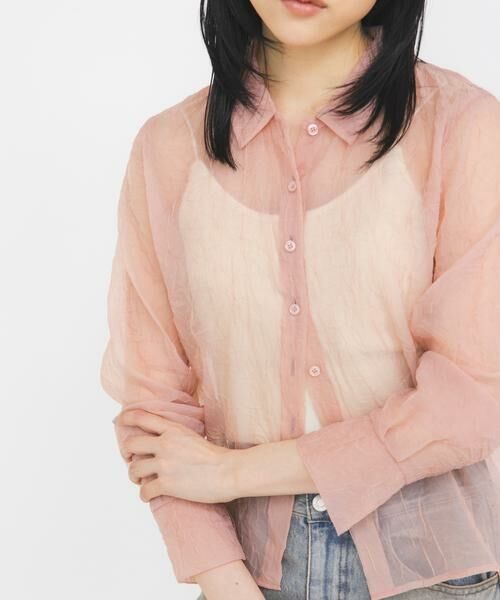 KBF / ケービーエフ シャツ・ブラウス | ワッシャーシアーシャツ（ピンク）