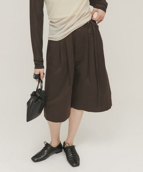 KBF / ケービーエフ ショート・ハーフ・半端丈パンツ | WIDEハーフパンツ（ブラウン）