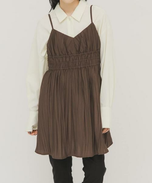 KBF / ケービーエフ ワンピース | リンクルミニキャミワンピース（ダークブラウン）