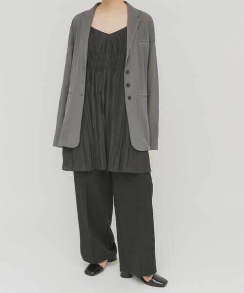 KBF / ケービーエフ ワンピース | リンクルミニキャミワンピース（チャコールグレー）