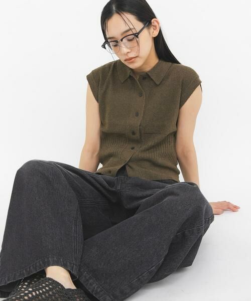 KBF / ケービーエフ ニット・セーター | スリーブレスニットシャツ（グリーン系その他）