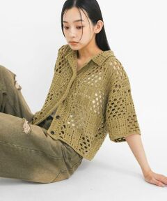 KBF / ケービーエフ ニット・セーター | クロシェニットシャツ