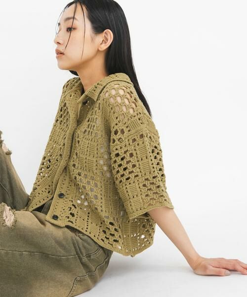 KBF / ケービーエフ ニット・セーター | クロシェニットシャツ | 詳細1