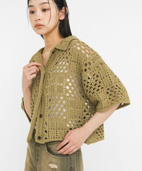 KBF / ケービーエフ ニット・セーター | クロシェニットシャツ | 詳細3