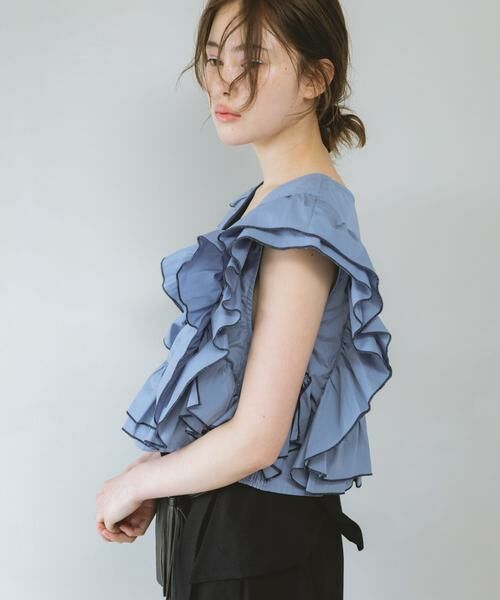 KBF / ケービーエフ シャツ・ブラウス | 2WAYバイカラーフリルブラウス | 詳細1