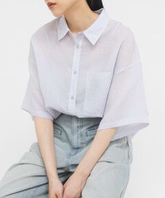 KBF / ケービーエフ シャツ・ブラウス | シアーストライプBIGシャツ