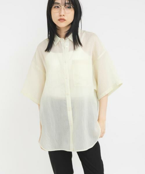 KBF / ケービーエフ シャツ・ブラウス | シアーストライプBIGシャツ | 詳細4