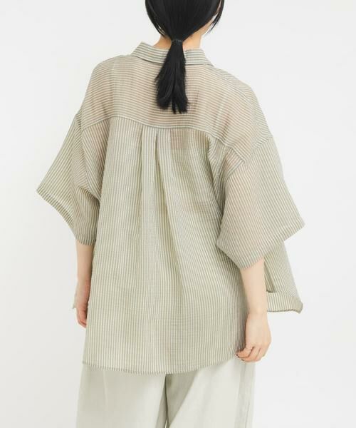 KBF / ケービーエフ シャツ・ブラウス | シアーストライプBIGシャツ | 詳細11
