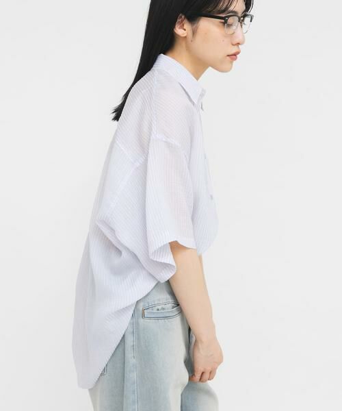 KBF / ケービーエフ シャツ・ブラウス | シアーストライプBIGシャツ | 詳細20