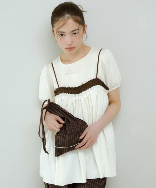 KBF / ケービーエフ その他トップス | バイカラークリンクルビスチェ（ホワイト系その他）