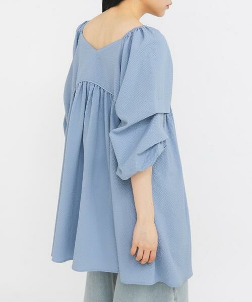 KBF / ケービーエフ ワンピース | タックスリーブミニワンピース（ブルー）
