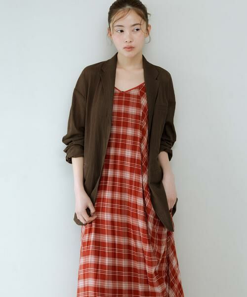 KBF / ケービーエフ ワンピース | チェックプリーツキャミワンピース（レッド系その他）