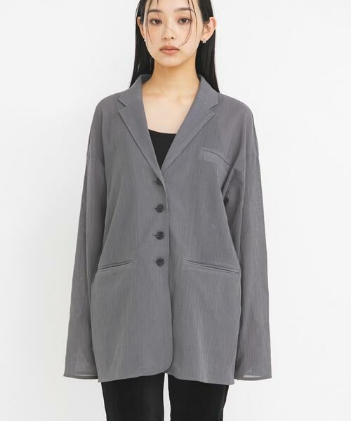 KBF / ケービーエフ その他アウター | シアーライトテーラードジャケット（グレー）