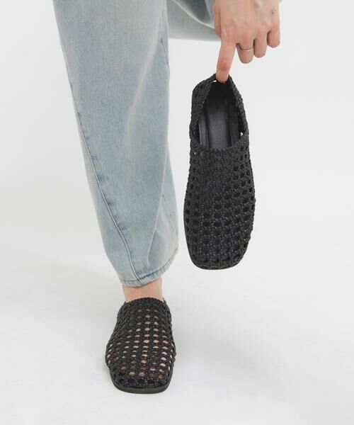 KBF / ケービーエフ サンダル | スクエアトゥメッシュシューズ（ブラック）