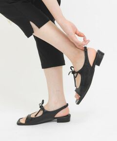 KBF / ケービーエフ サンダル | スクエアトゥリボンコンビサンダル