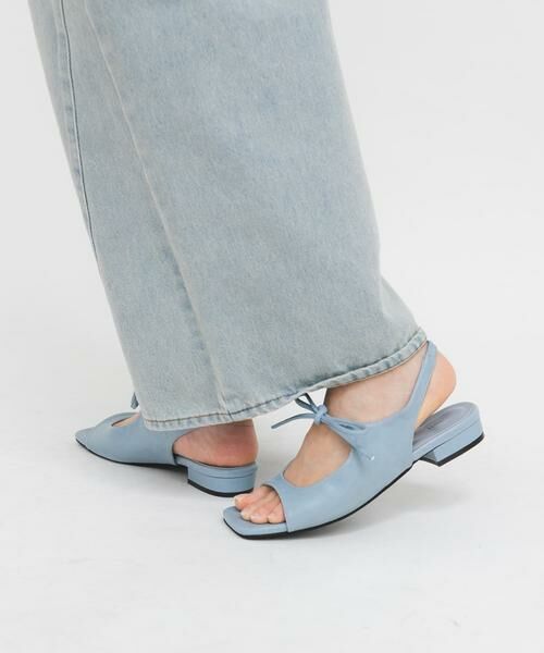 KBF / ケービーエフ サンダル | スクエアトゥリボンコンビサンダル | 詳細3