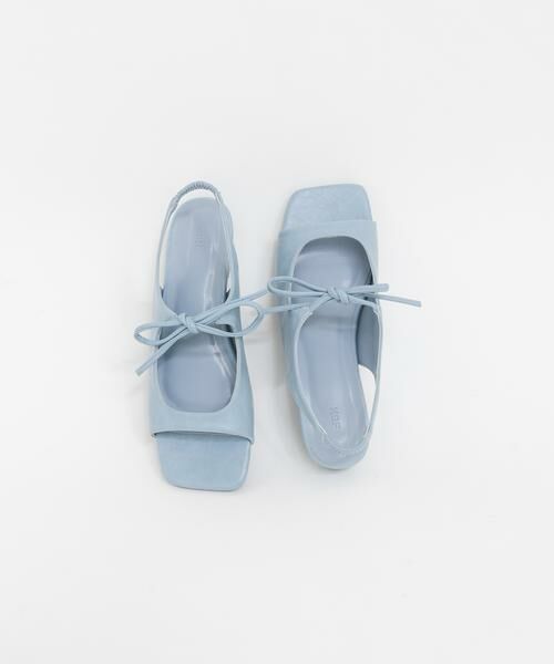 KBF / ケービーエフ サンダル | スクエアトゥリボンコンビサンダル（ブルー）