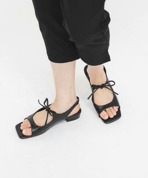 KBF / ケービーエフ サンダル | スクエアトゥリボンコンビサンダル | 詳細10