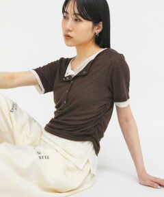 KBF / ケービーエフ Tシャツ | バイカラーヘンリーネックTEE