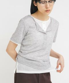 KBF / ケービーエフ Tシャツ | バイカラーヘンリーネックTEE