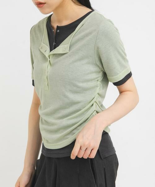 KBF / ケービーエフ Tシャツ | バイカラーヘンリーネックTEE | 詳細2