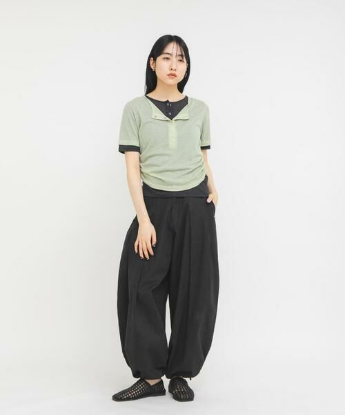 KBF / ケービーエフ Tシャツ | バイカラーヘンリーネックTEE | 詳細4