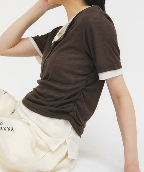 KBF / ケービーエフ Tシャツ | バイカラーヘンリーネックTEE | 詳細9