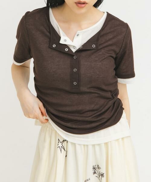 KBF / ケービーエフ Tシャツ | バイカラーヘンリーネックTEE | 詳細10