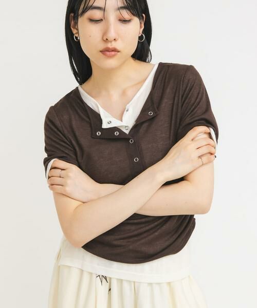 KBF / ケービーエフ Tシャツ | バイカラーヘンリーネックTEE | 詳細12