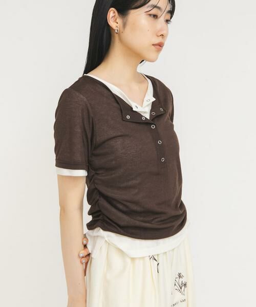 KBF / ケービーエフ Tシャツ | バイカラーヘンリーネックTEE | 詳細13