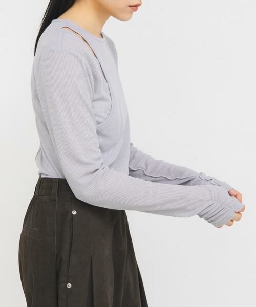 KBF / ケービーエフ Tシャツ | アシメレイヤードTEE（ライトブルー）