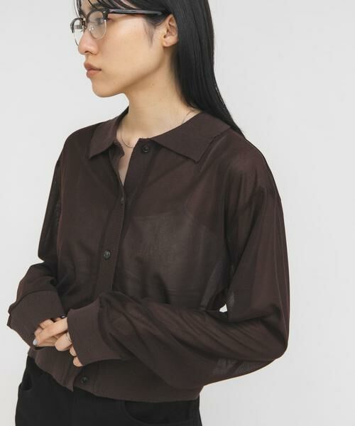 KBF / ケービーエフ シャツ・ブラウス | シアーシャツカーディガン | 詳細1