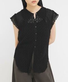 KBF / ケービーエフ シャツ・ブラウス | フレンチスリーブレースシャツ