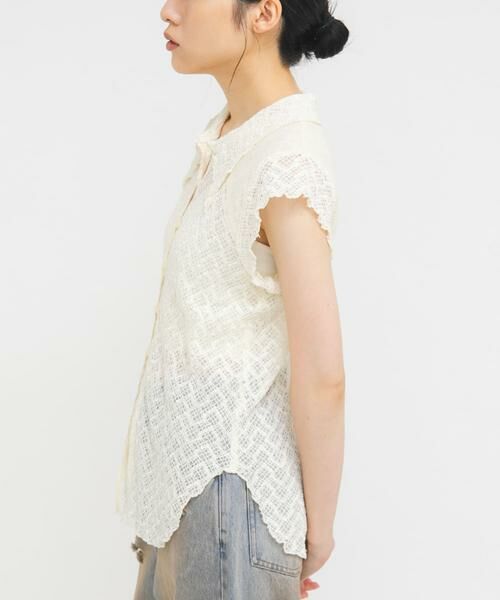 KBF / ケービーエフ シャツ・ブラウス | フレンチスリーブレースシャツ | 詳細4