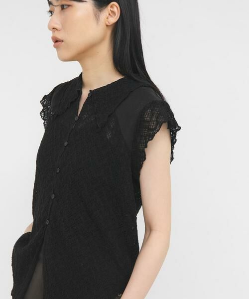 KBF / ケービーエフ シャツ・ブラウス | フレンチスリーブレースシャツ | 詳細10