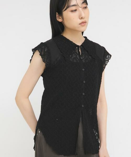 KBF / ケービーエフ シャツ・ブラウス | フレンチスリーブレースシャツ | 詳細11
