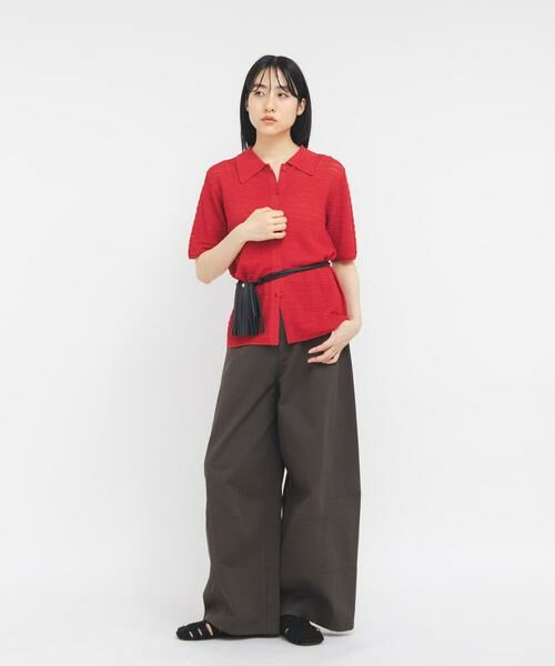 KBF / ケービーエフ ニット・セーター | ラッセルニットシャツ（レッド）