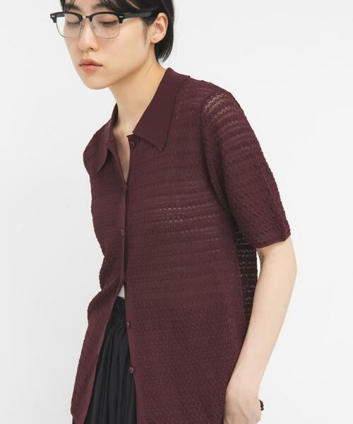 KBF / ケービーエフ ニット・セーター | ラッセルニットシャツ（ボルドー）