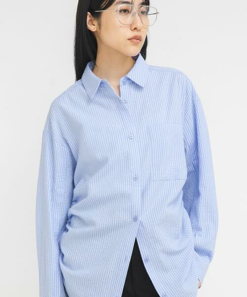 KBF / ケービーエフ シャツ・ブラウス | サイドドロストサッカーシャツ | 詳細1