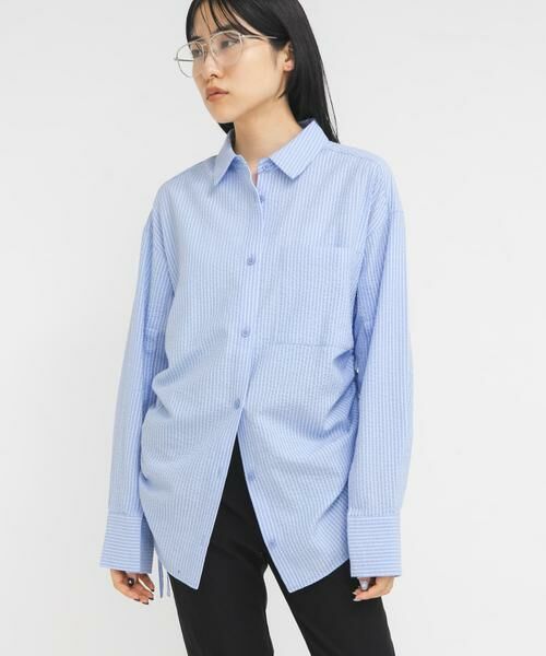 KBF / ケービーエフ シャツ・ブラウス | サイドドロストサッカーシャツ | 詳細2