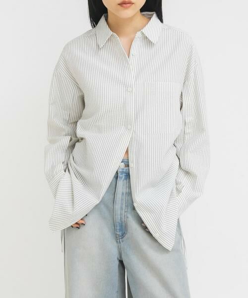 KBF / ケービーエフ シャツ・ブラウス | サイドドロストサッカーシャツ | 詳細10