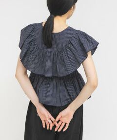 KBF / ケービーエフ シャツ・ブラウス | フロントホックチェックフリルブラウス