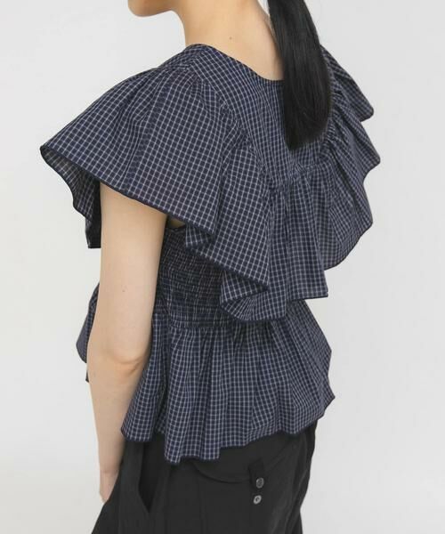 KBF / ケービーエフ シャツ・ブラウス | フロントホックチェックフリルブラウス | 詳細3