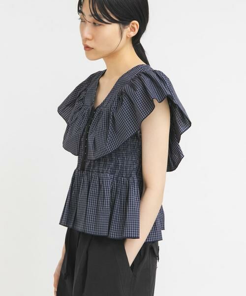 KBF / ケービーエフ シャツ・ブラウス | フロントホックチェックフリルブラウス | 詳細5