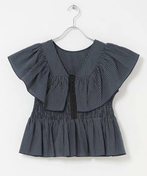 KBF / ケービーエフ シャツ・ブラウス | フロントホックチェックフリルブラウス | 詳細8