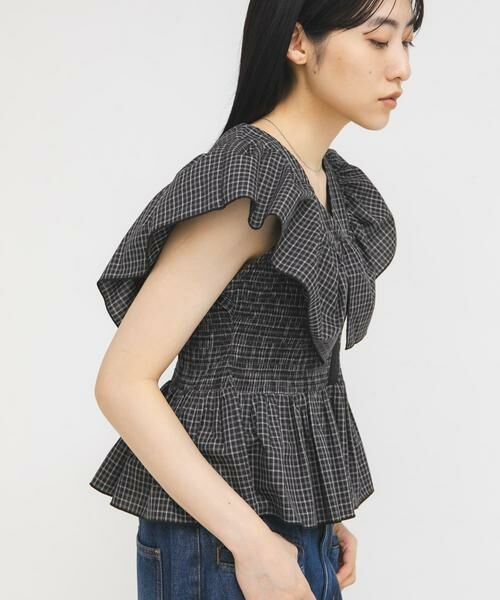 KBF / ケービーエフ シャツ・ブラウス | フロントホックチェックフリルブラウス | 詳細11