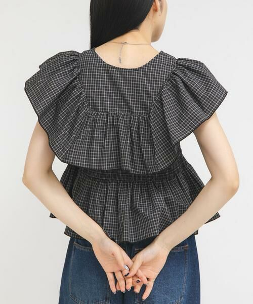 KBF / ケービーエフ シャツ・ブラウス | フロントホックチェックフリルブラウス | 詳細13