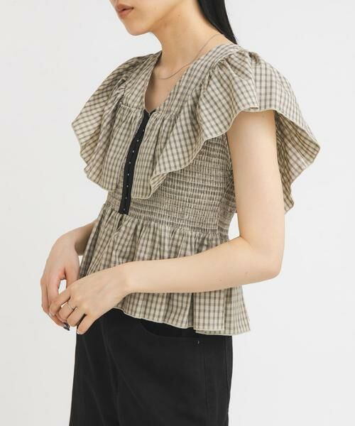 KBF / ケービーエフ シャツ・ブラウス | フロントホックチェックフリルブラウス | 詳細23