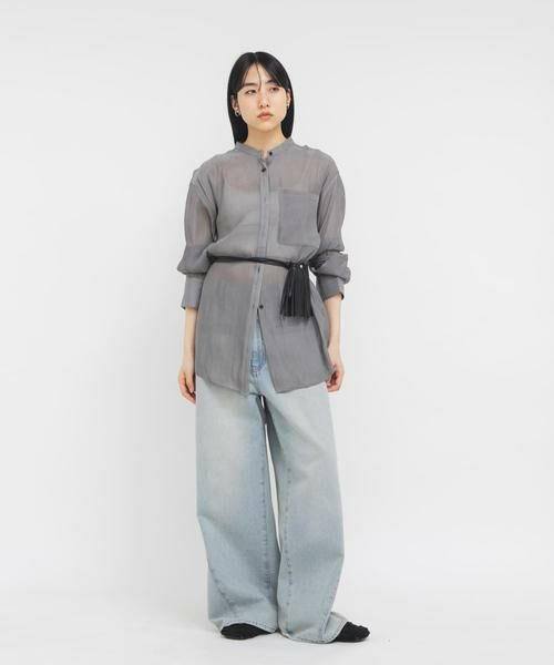 KBF / ケービーエフ シャツ・ブラウス | シャイニーシアーシャツ | 詳細24