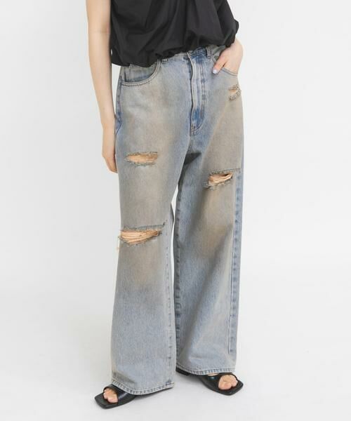 KBF / ケービーエフ デニムパンツ | マッドクラッシュデニム（ブルー）